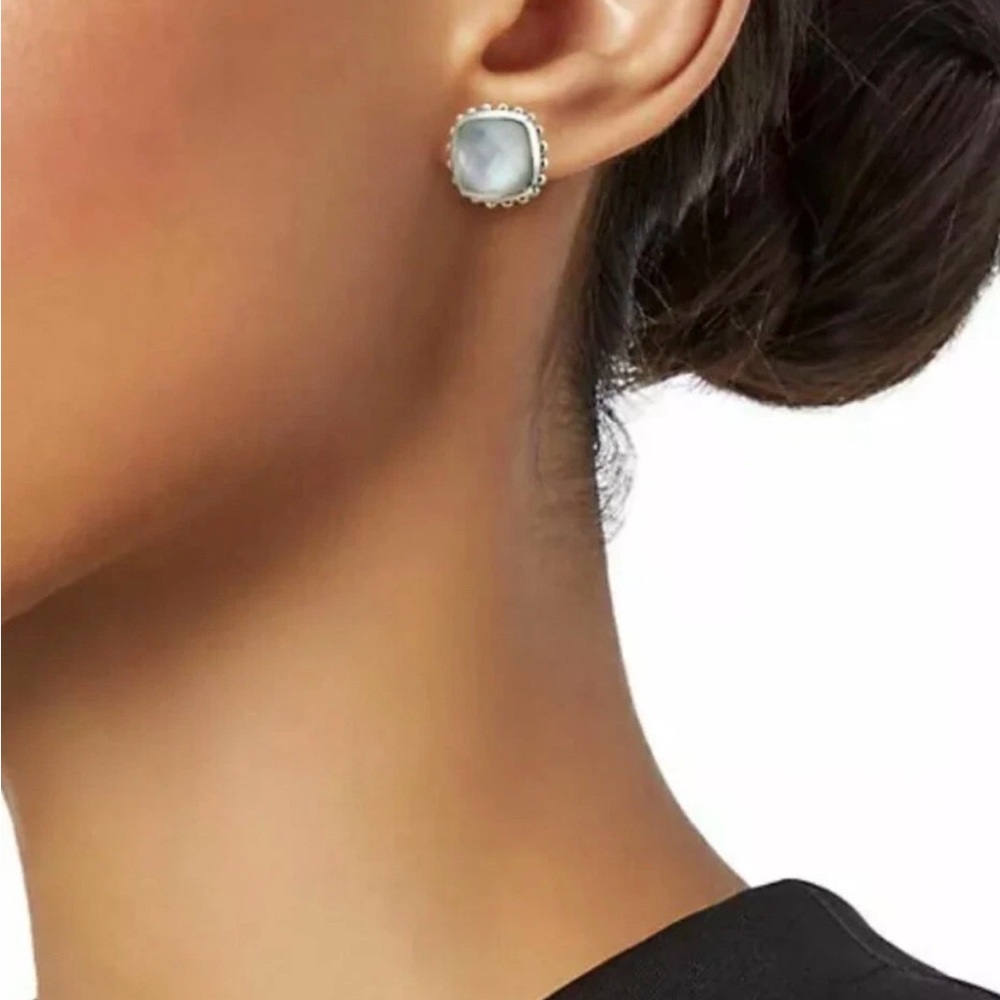 Lagos silver mother of pearl and quartz stud earrings - Picture 6 of 7